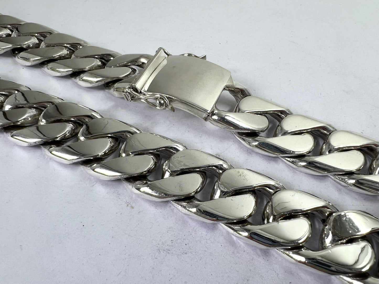Very Long Heavy Taxco, Mexican 925 Sterling Silver Curb Chain Necklace. 745g 30"