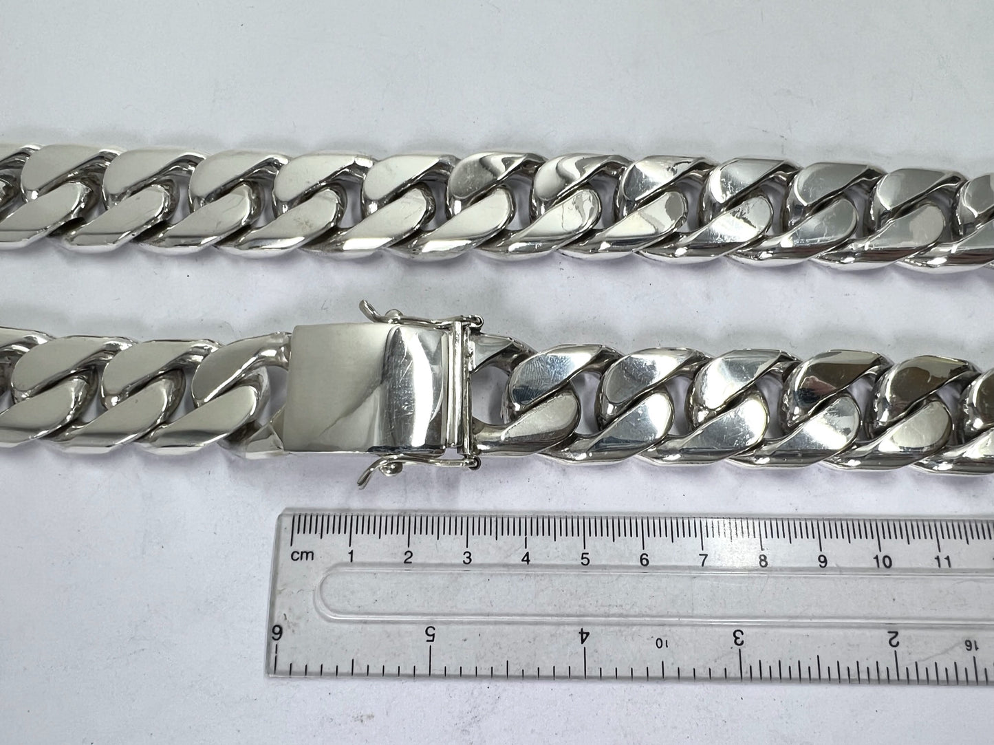 Very Long Heavy Taxco, Mexican 925 Sterling Silver Curb Chain Necklace. 745g 30"