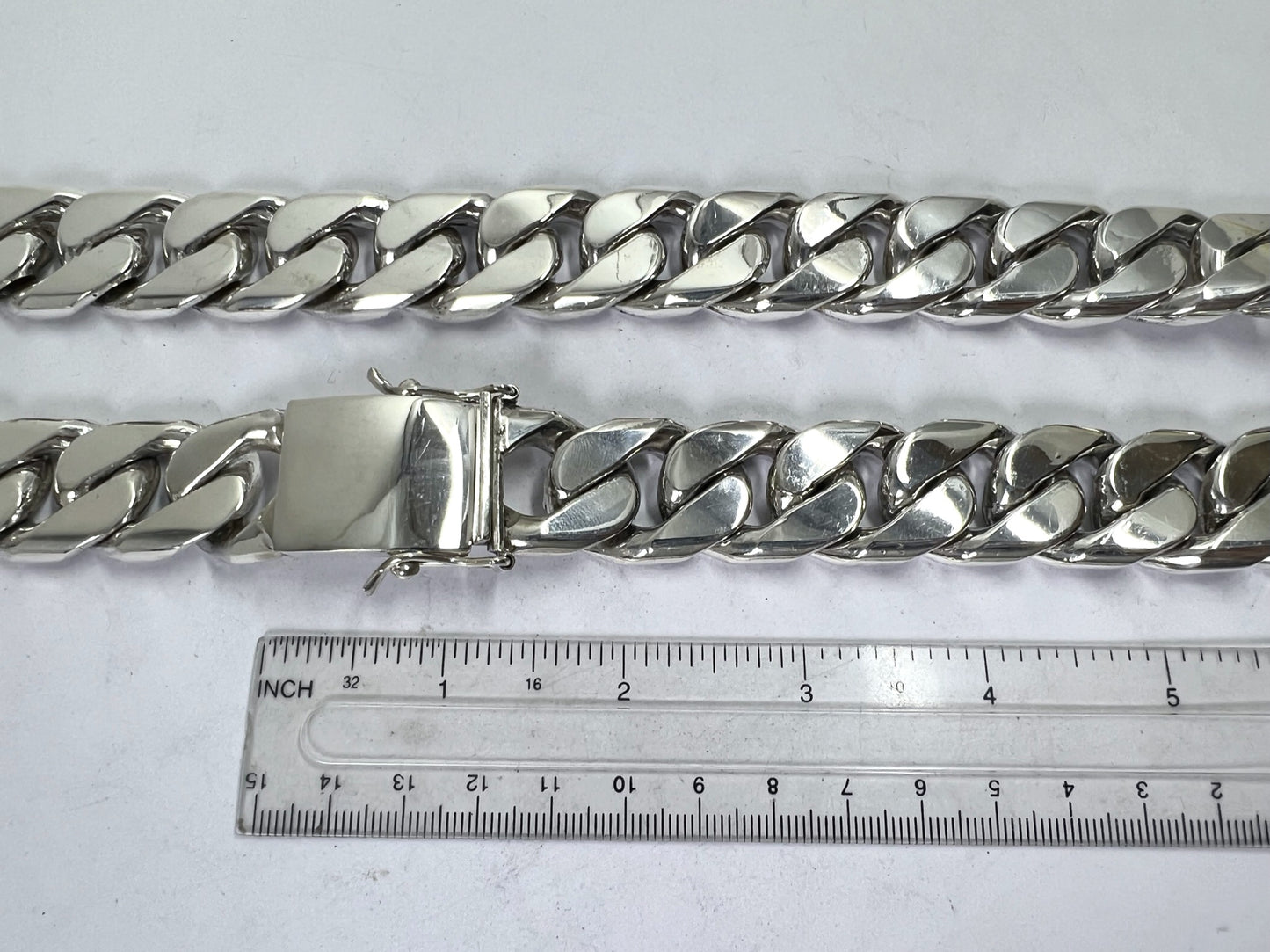 Very Long Heavy Taxco, Mexican 925 Sterling Silver Curb Chain Necklace. 745g 30"