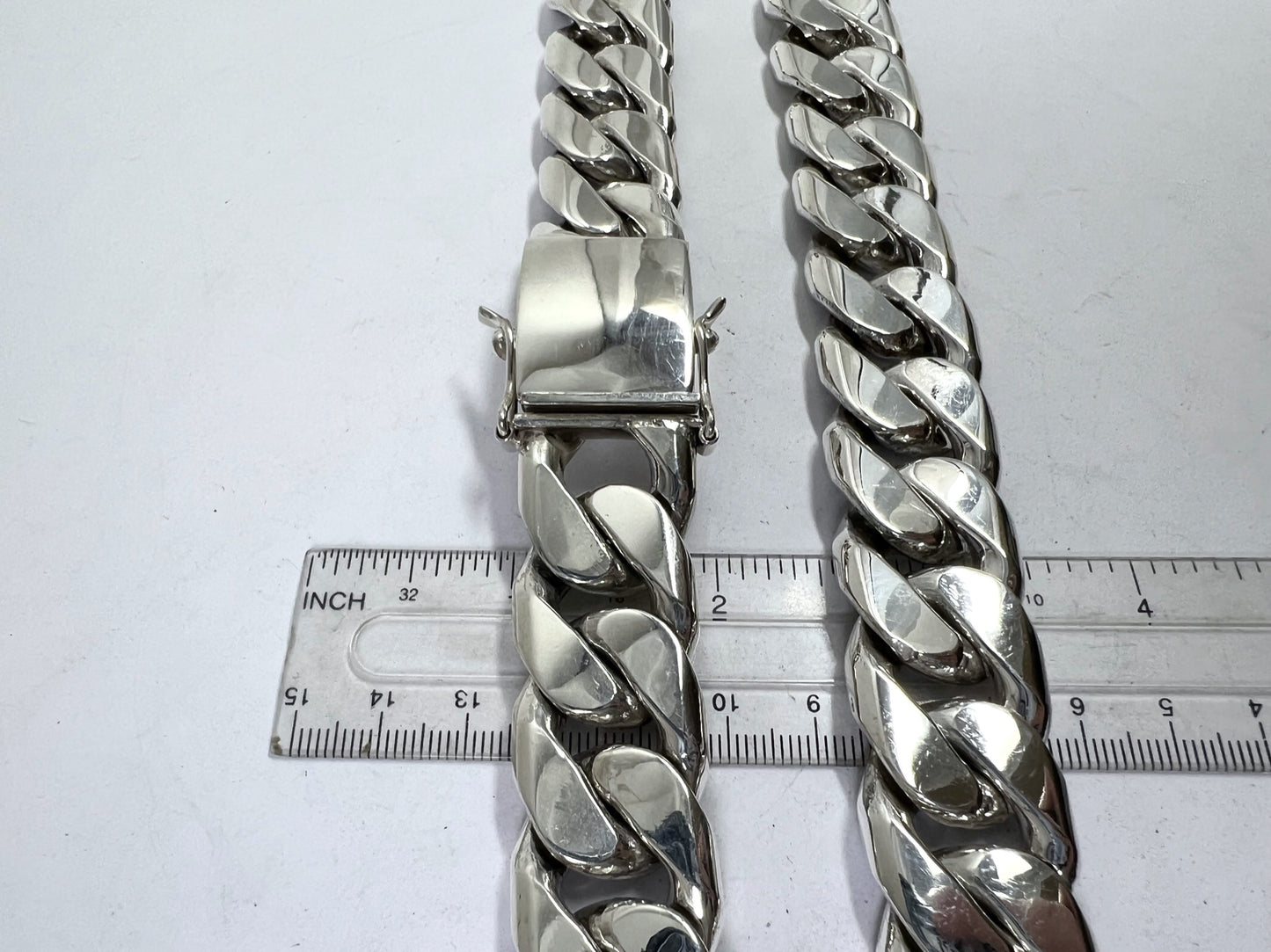 Very Long Heavy Taxco, Mexican 925 Sterling Silver Curb Chain Necklace. 745g 30"