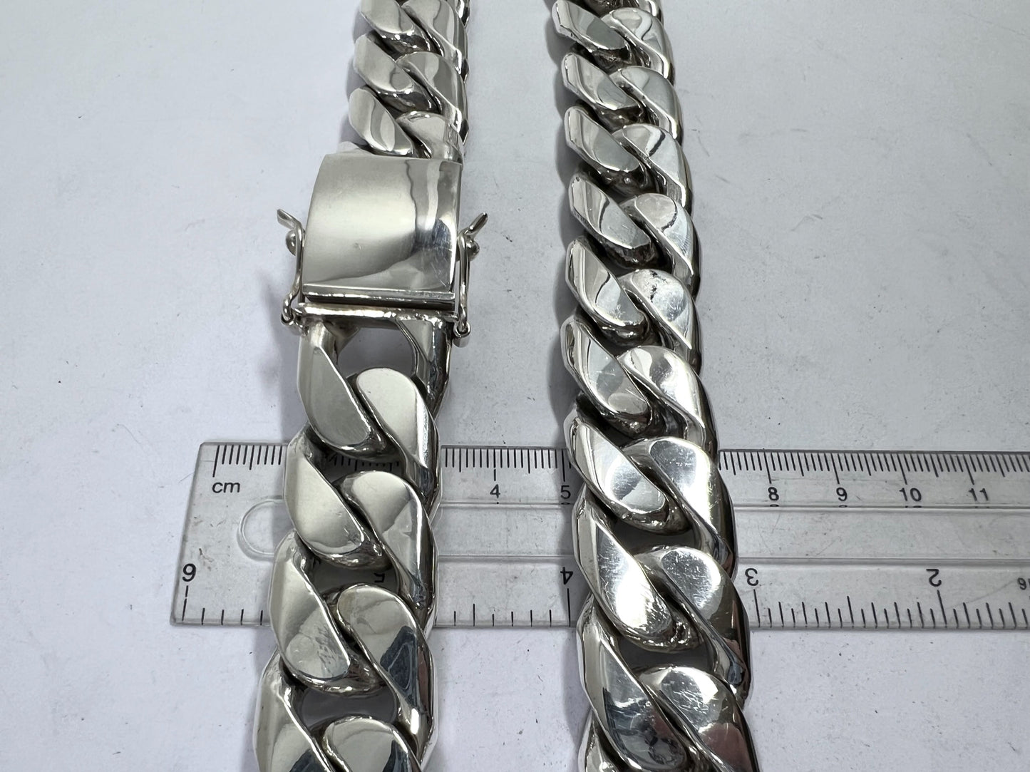 Very Long Heavy Taxco, Mexican 925 Sterling Silver Curb Chain Necklace. 745g 30"