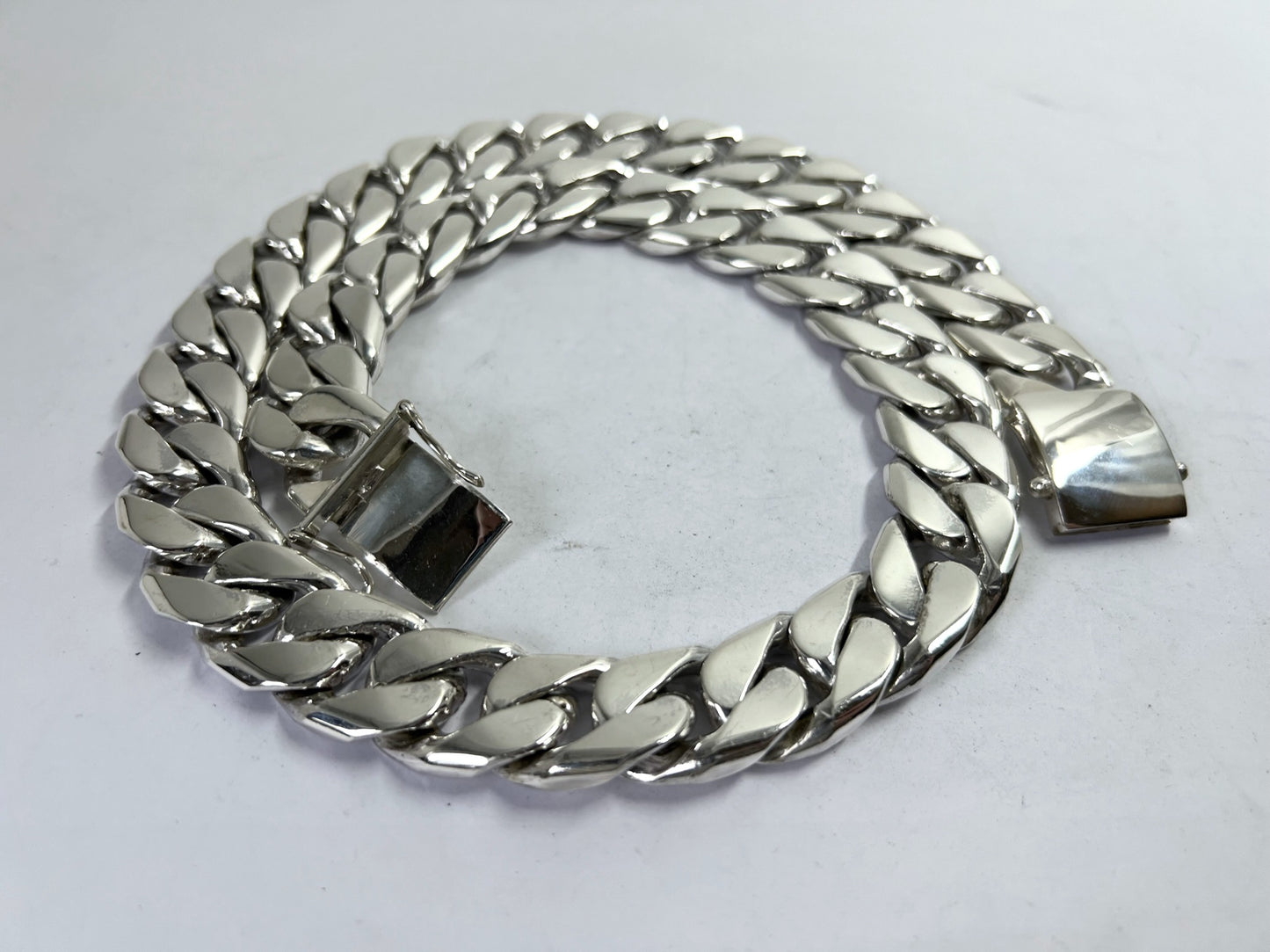 Long Heavy Taxco, Mexican 925 Sterling Silver Curb Chain Necklace. 690 g, 28"