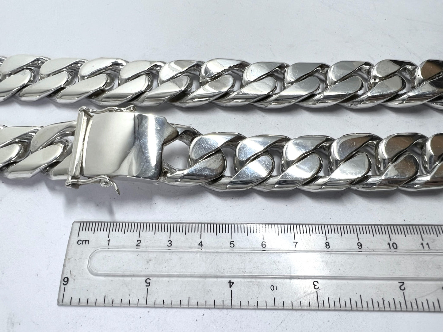 Long Heavy Taxco, Mexican 925 Sterling Silver Curb Chain Necklace. 690 g, 28"