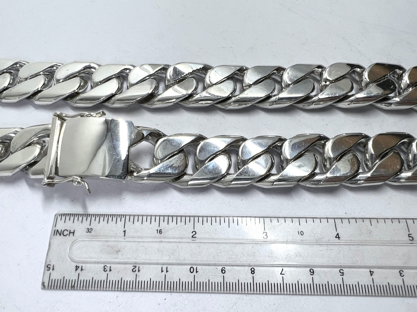 Long Heavy Taxco, Mexican 925 Sterling Silver Curb Chain Necklace. 690 g, 28"