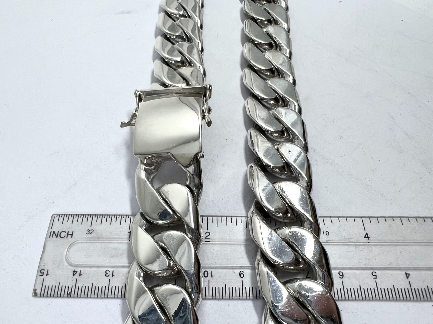 Long Heavy Taxco, Mexican 925 Sterling Silver Curb Chain Necklace. 690 g, 28"
