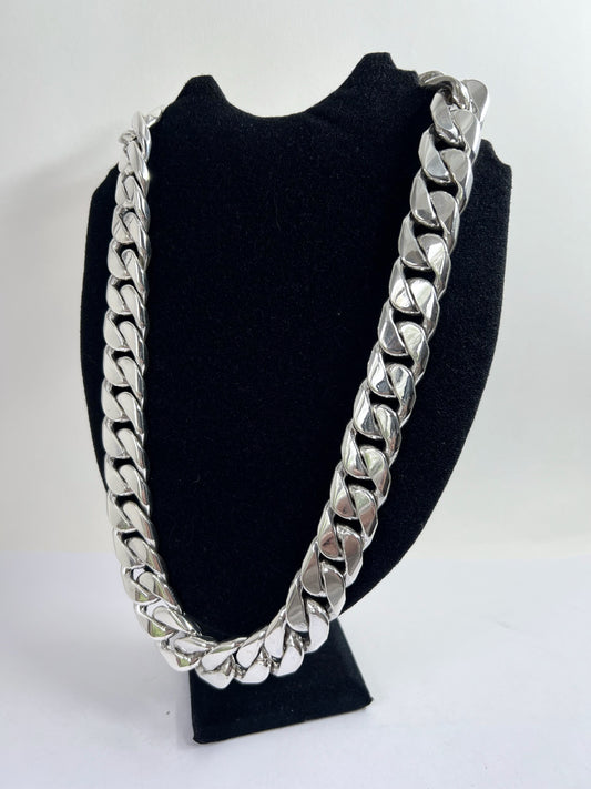 Long Heavy Taxco, Mexican 925 Sterling Silver Curb Chain Necklace. 690 g, 28"