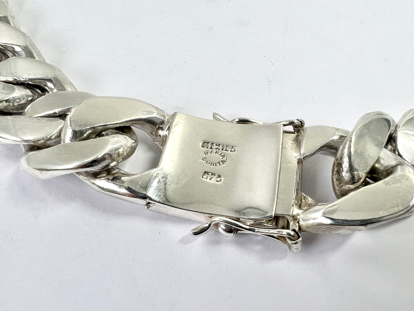 Big Taxco, Mexican 925 Sterling Silver Cuban Chain Necklace. 545 g, 55.5cm, 22"