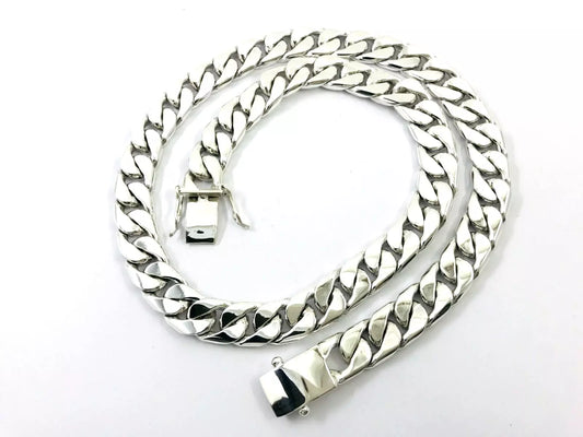 Heavy Taxco Mexican 925 Sterling Silver Curb Chain Necklace. 26" 65.5 cm, 312 g