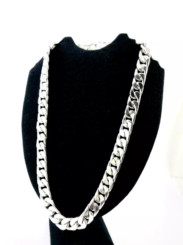 Heavy Taxco Mexican 925 Sterling Silver Curb Chain Necklace. 26" 65.5 cm, 312 g