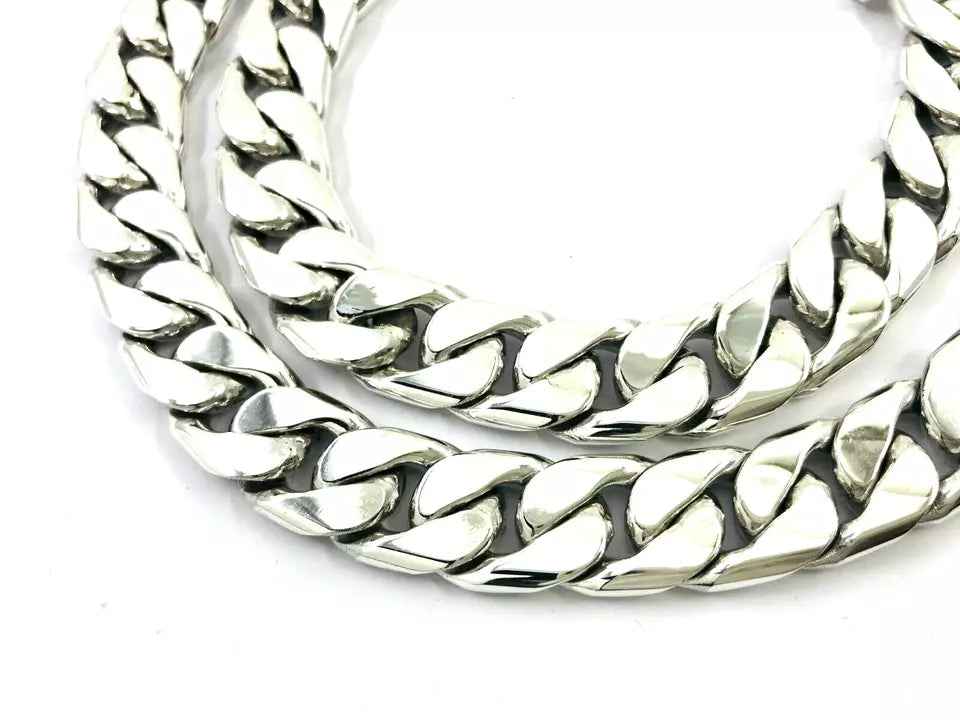 Heavy Taxco Mexican 925 Sterling Silver Curb Chain Necklace. 26" 65.5 cm, 312 g