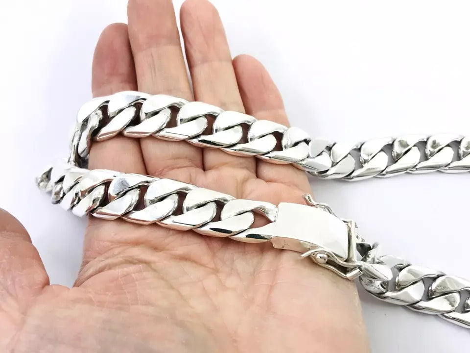 Heavy Taxco Mexican 925 Sterling Silver Curb Chain Necklace. 26" 65.5 cm, 312 g