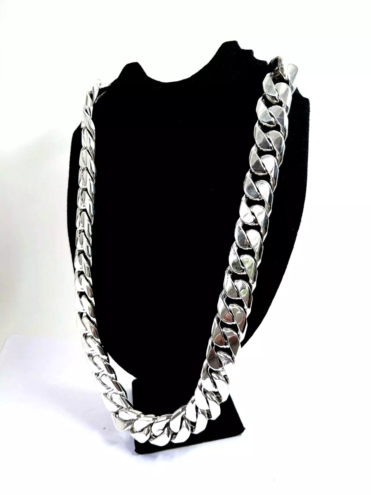 Very Long Heavy Taxco, Mexican 925 Sterling Silver Curb Chain Necklace. 747g 30"