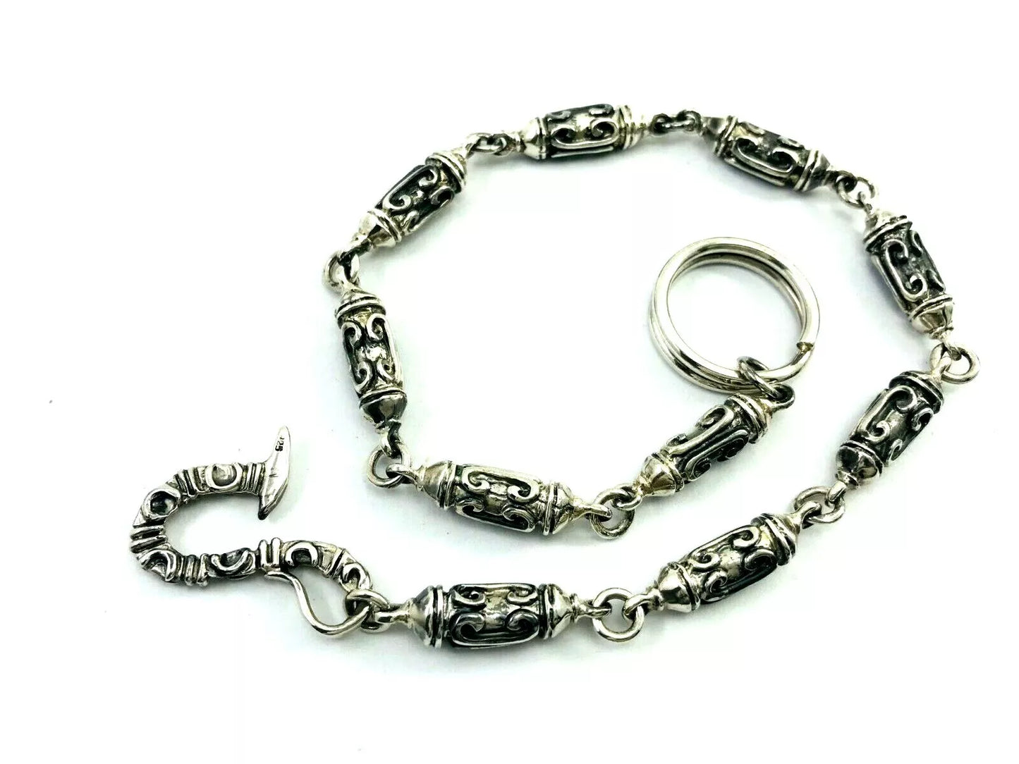Heavy Taxco Mexican 925 Sterling Silver Biker Wallet Chain. 178 g, 48.5 cm, 19"