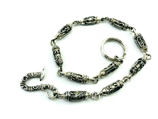 Heavy Taxco Mexican 925 Sterling Silver Biker Wallet Chain. 178 g, 48.5 cm, 19"