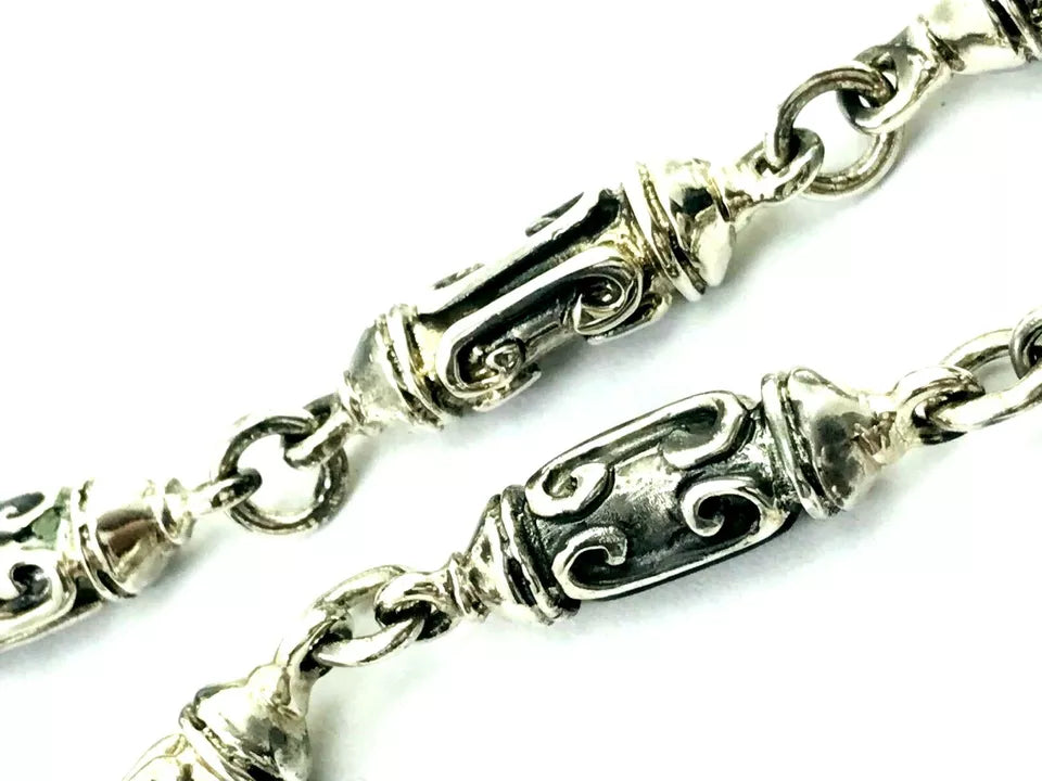 Heavy Taxco Mexican 925 Sterling Silver Biker Wallet Chain. 178 g, 48.5 cm, 19"