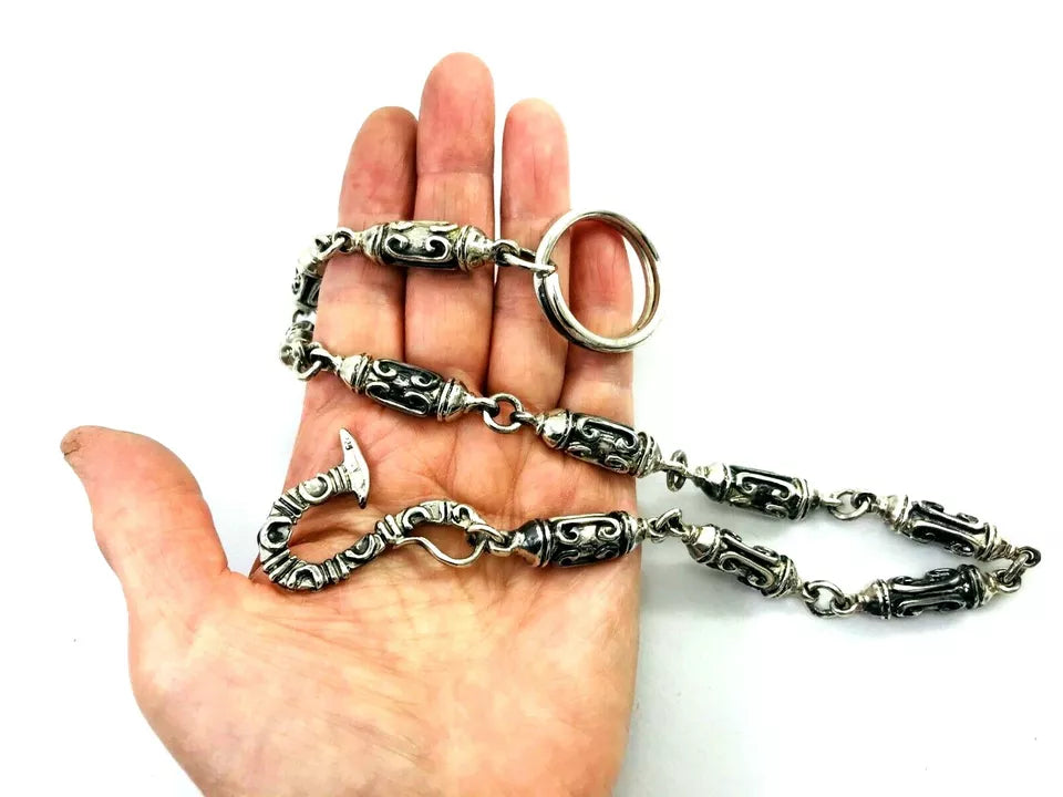 Heavy Taxco Mexican 925 Sterling Silver Biker Wallet Chain. 178 g, 48.5 cm, 19"