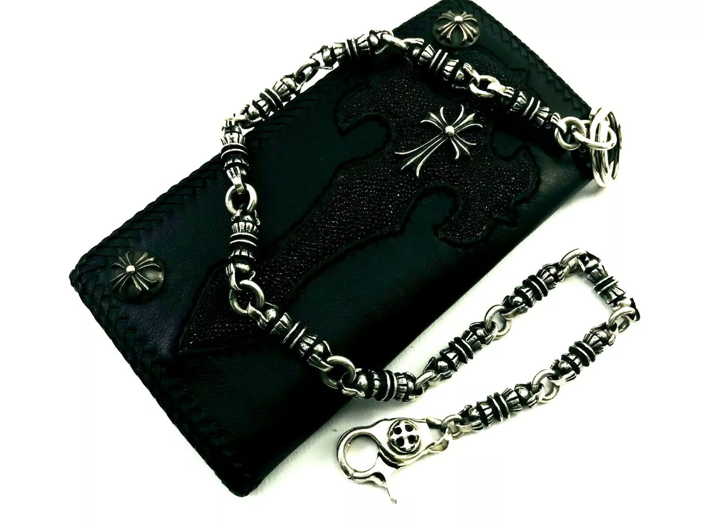 Heavy Taxco Mexican 925 Sterling Silver Biker Wallet Chain. 182 g, 54 cm, 21"