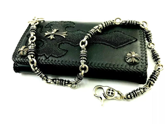 Heavy Taxco Mexican 925 Sterling Silver Biker Wallet Chain. 182 g, 54 cm, 21"