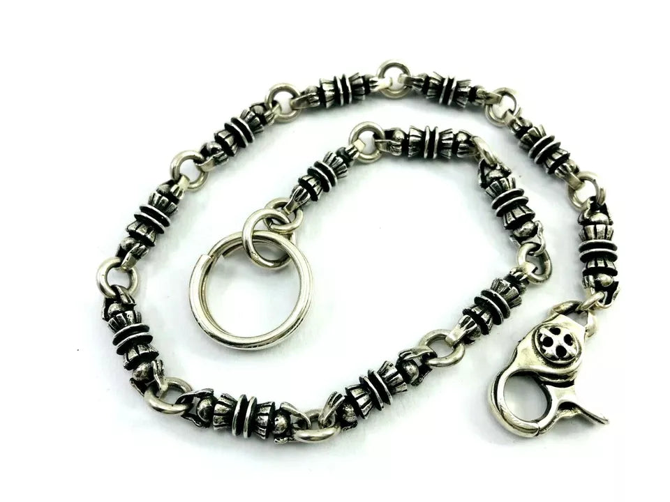 Heavy Taxco Mexican 925 Sterling Silver Biker Wallet Chain. 182 g, 54 cm, 21"
