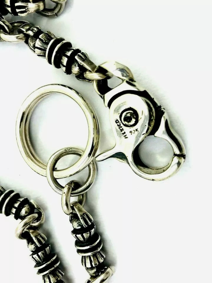 Heavy Taxco Mexican 925 Sterling Silver Biker Wallet Chain. 182 g, 54 cm, 21"