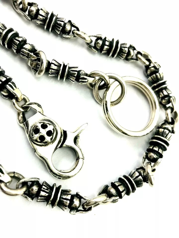 Heavy Taxco Mexican 925 Sterling Silver Biker Wallet Chain. 182 g, 54 cm, 21"