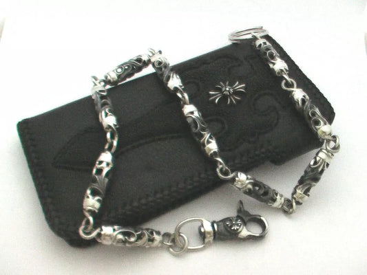 Heavy 950 Sterling Silver Biker Wallet Chain. 186 grams, 61 cm, 24"