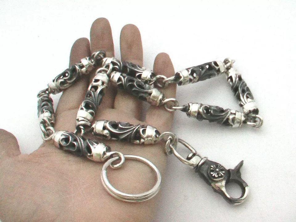 Heavy 950 Sterling Silver Biker Wallet Chain. 186 grams, 61 cm, 24"