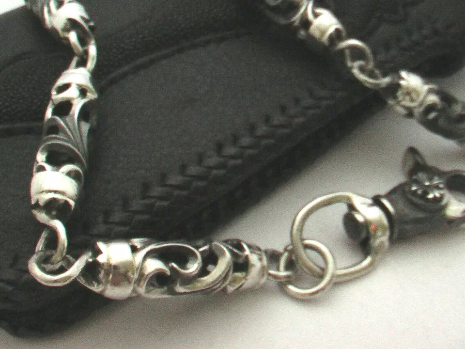 Heavy 950 Sterling Silver Biker Wallet Chain. 186 grams, 61 cm, 24"