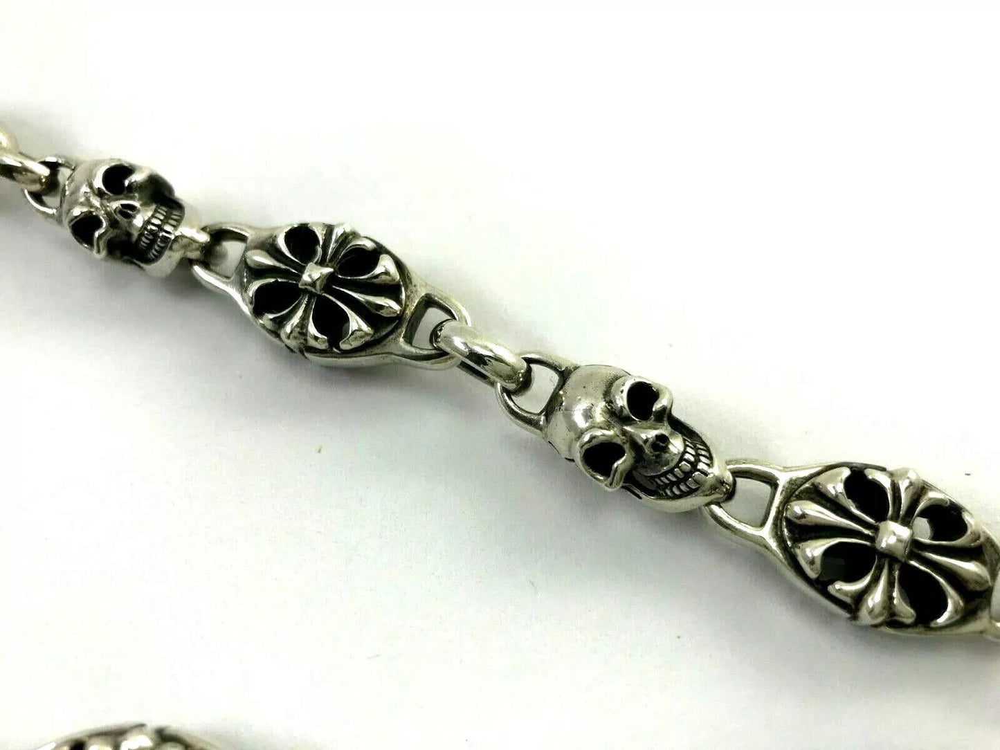 Heavy 925 Sterling Silver Skull Wallet Chain. 323 grams, 54 cm, 21.5"