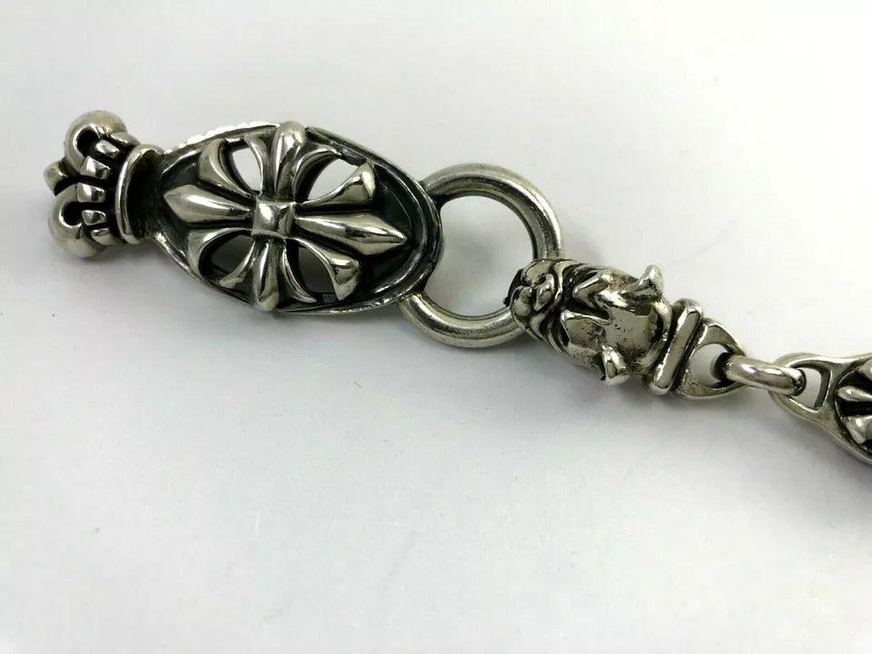 Heavy 925 Sterling Silver Skull Wallet Chain. 323 grams, 54 cm, 21.5"