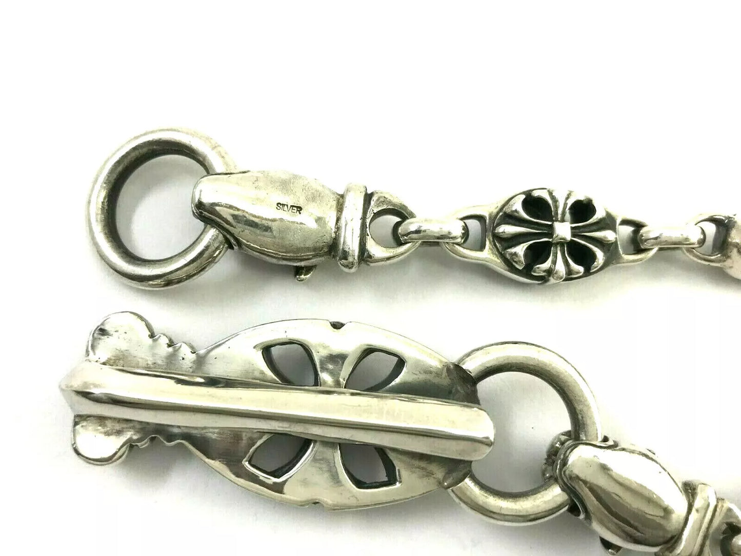 Heavy 925 Sterling Silver Skull Wallet Chain. 323 grams, 54 cm, 21.5"